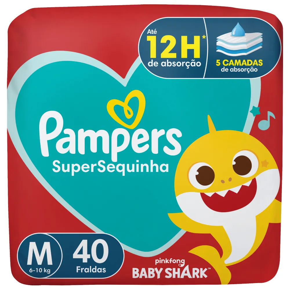Fralda Descartável Extra Absorção Pampers Supersec M 40 Unidades